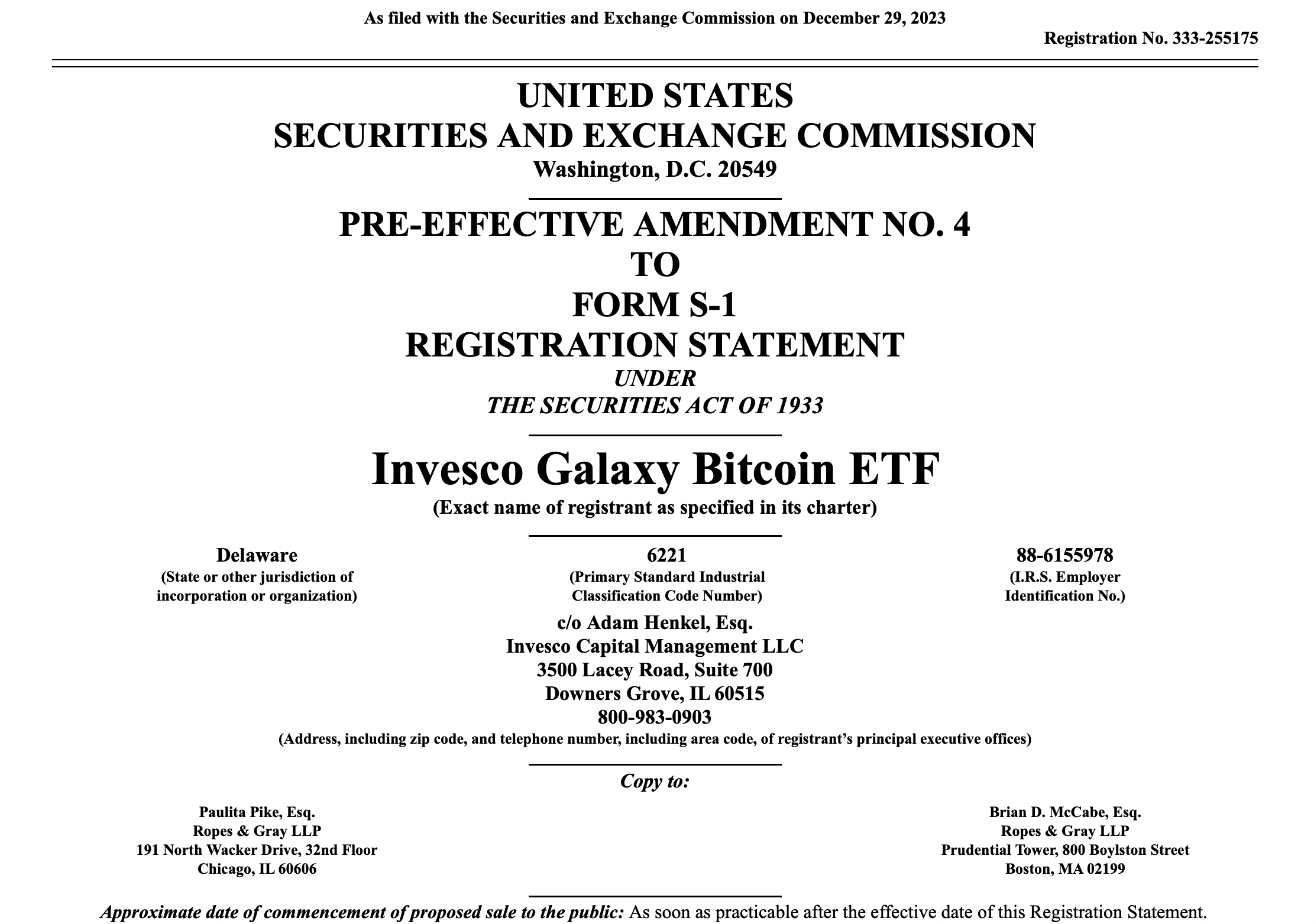Invesco Galaxy, Bitwise, WisdomTree, Fidelity join BTC ETF revision rush