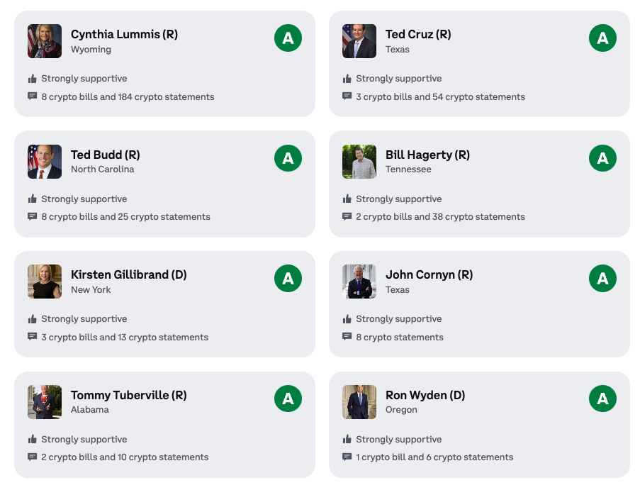 18 US senators now ‘stand with crypto’ — Coinbase lobby group