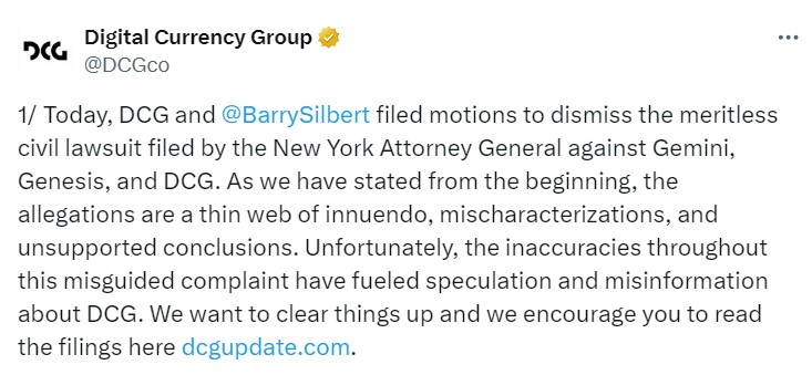 Digital Currency Group files motion to dismiss $3B NYAG lawsuit