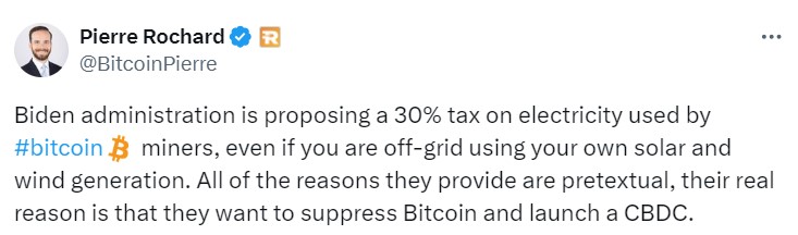 Biden resurrects 30% crypto mining tax in new budget proposal