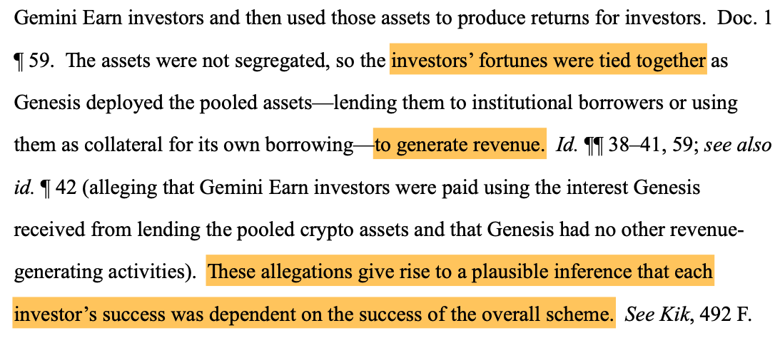 SEC suit against Gemini, Genesis lives on as court finds claims plausible