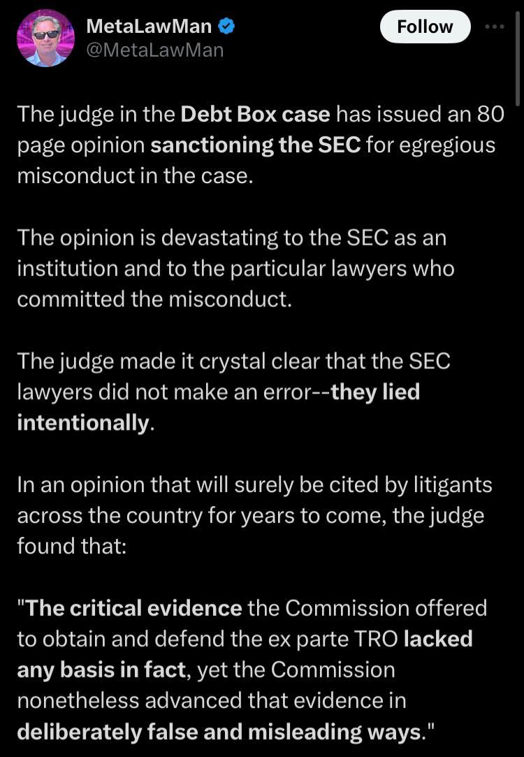 SEC hit with sanctions for its ‘gross abuse of power’ in Debt Box case