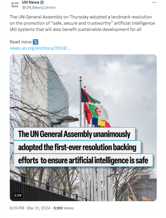 UN adopts first global artificial intelligence resolution