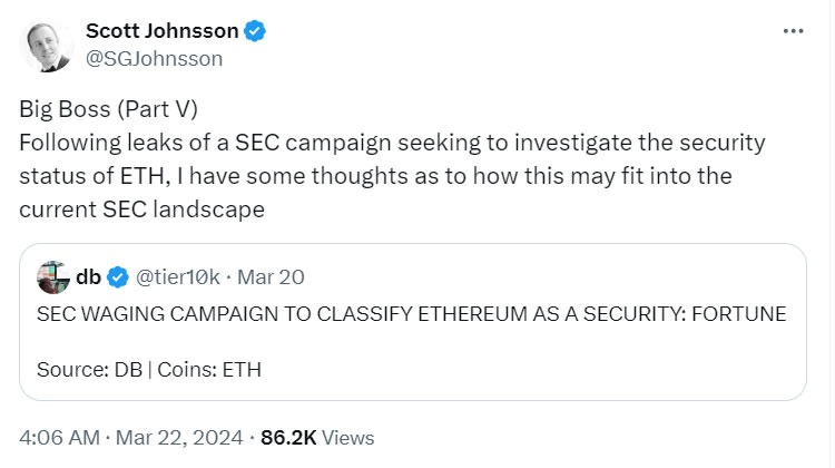 3 theories why the SEC may be eyeing down Ethereum: Crypto lawyer