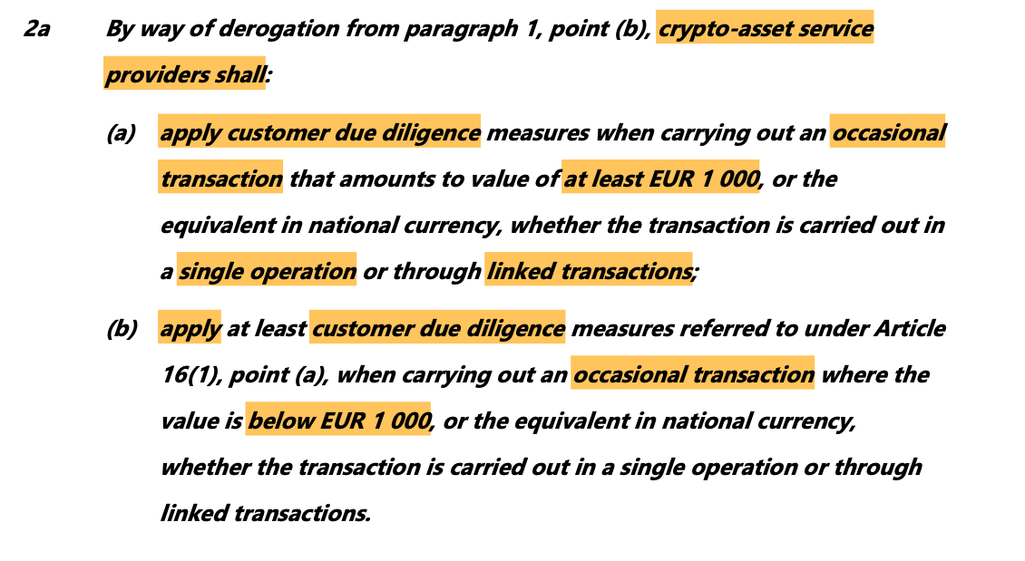 EU scraps proposed $1K payment limit for self-custody crypto wallets