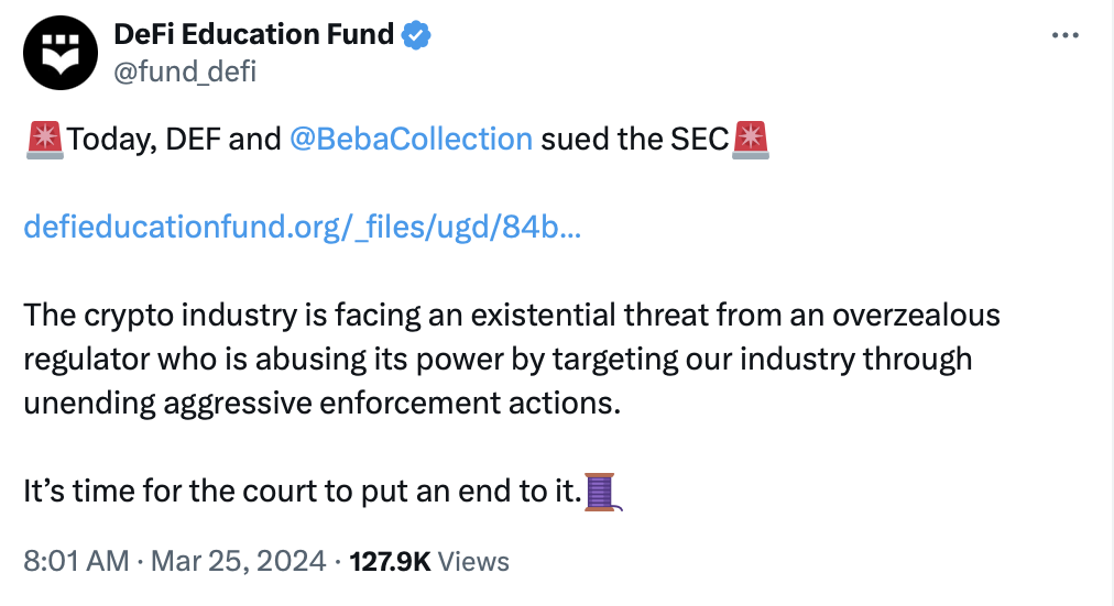 DeFi fund, Texas apparel company sue to defend airdrop against SEC