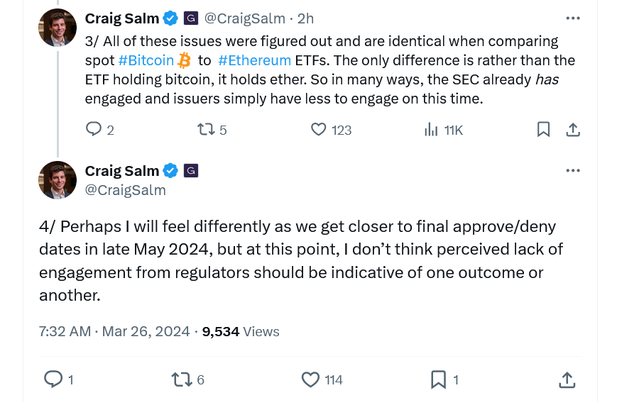 Grayscale tips Ether ETF approvals despite SEC ‘lack of engagement’