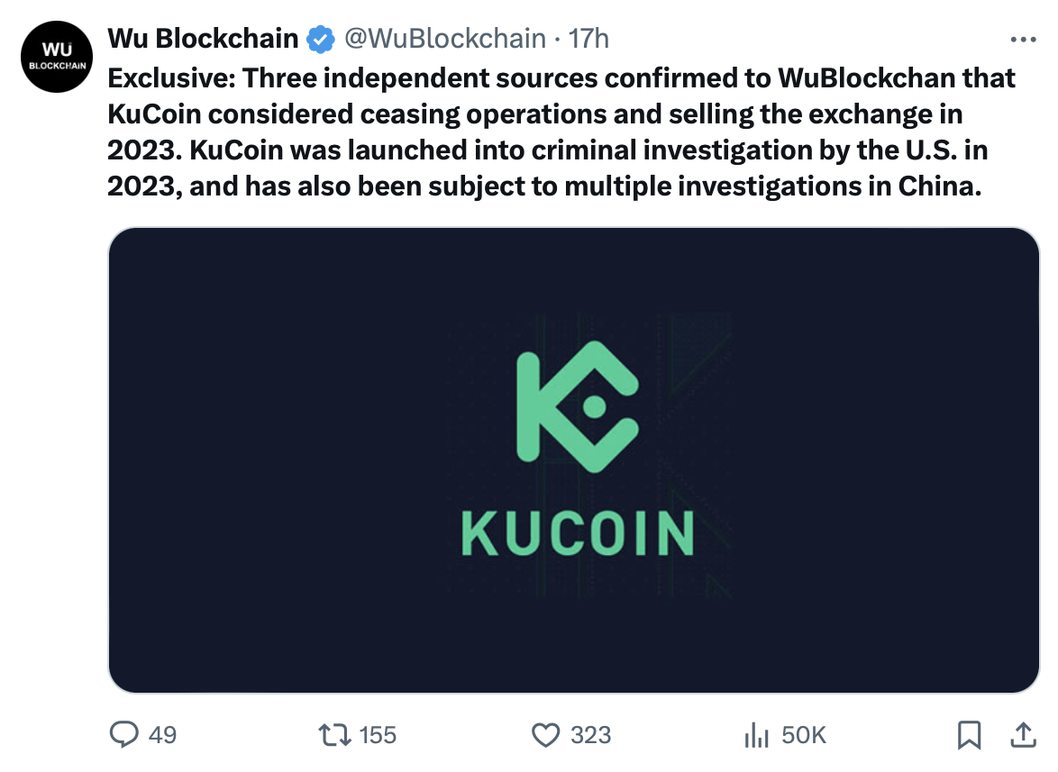 KuCoin plans $10M airdrop of BTC, KCS as Justice Dept., CFTC circle