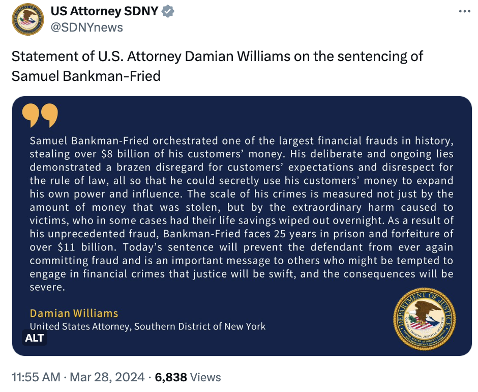 Crypto users react to Sam Bankman-Fried’s 25-year sentence