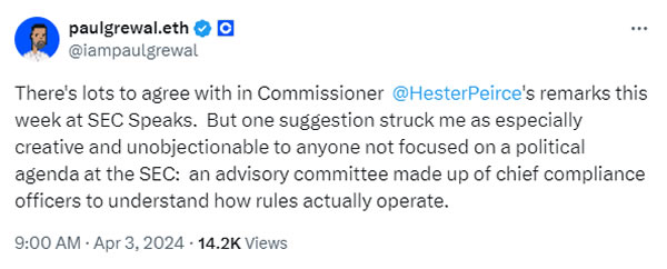 SEC’s closed-door policy stifling crypto innovation — Hester Peirce