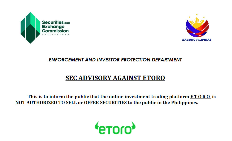 Philippines SEC accuses eToro of offering unregistered securities