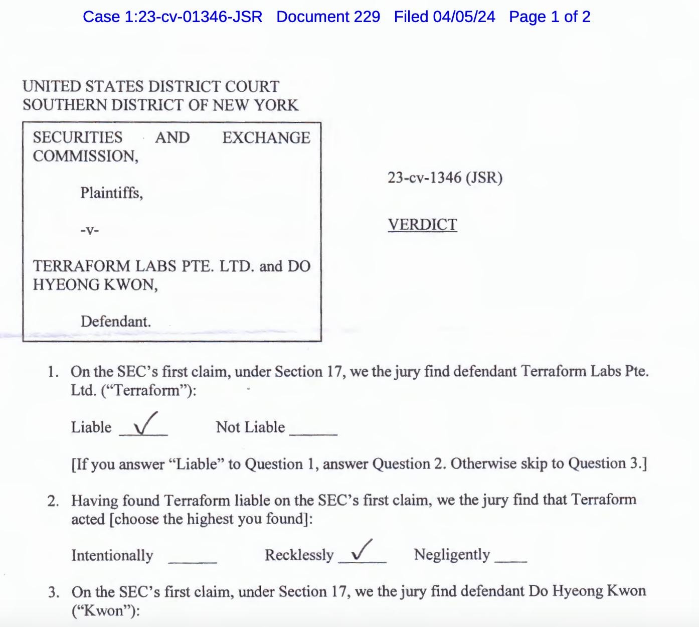 Terraform Labs and Do Kwon found liable for fraud in SEC case