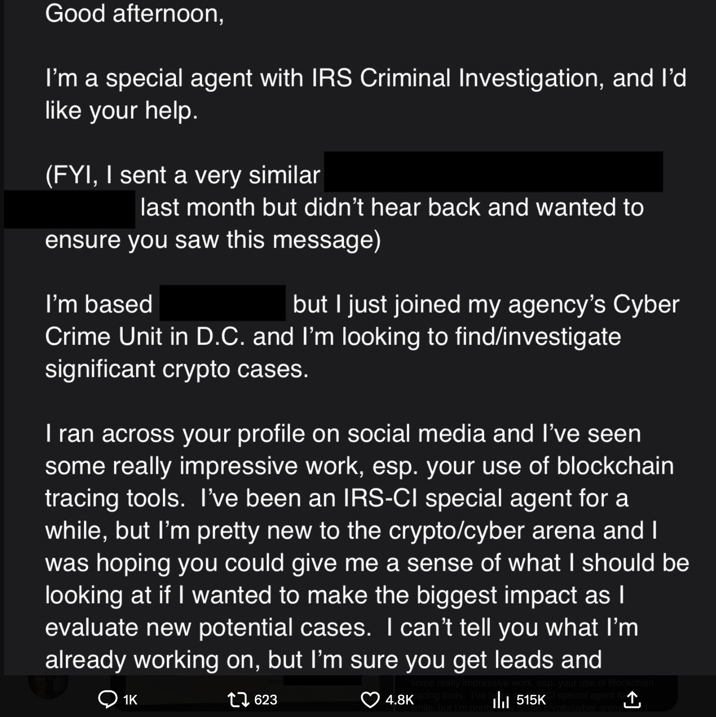 ZachXBT claims he is being ‘borderline harassed’ by US law enforcement