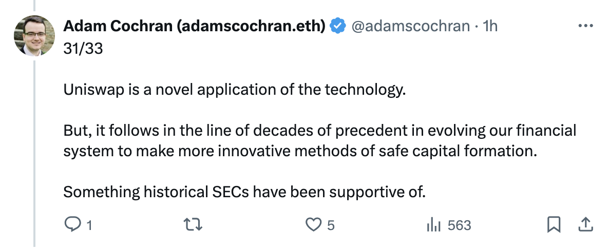 SEC breaks from past policy guidelines in Uniswap crackdown