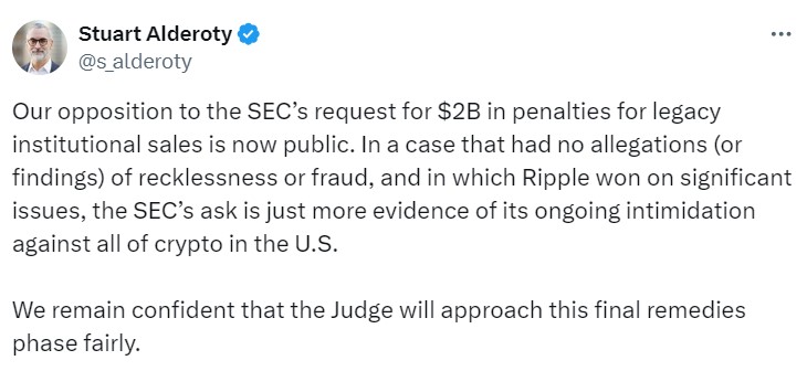 Ripple contests $2B SEC fine, says penalty shouldn’t exceed $10M