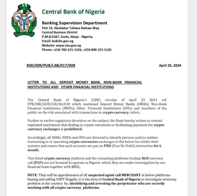Nigeria’s central bank forced to deny claims of crypto account freeze