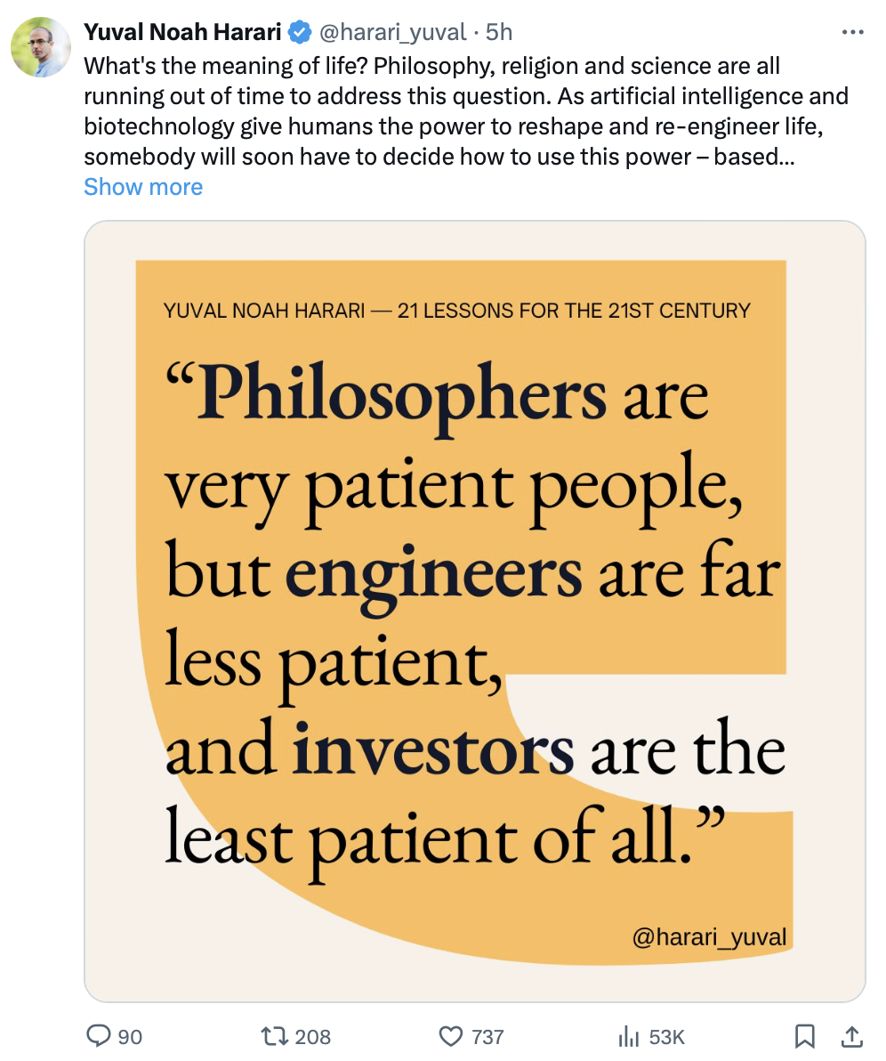 Philosopher Yuval Noah Harari warns of AI’s risks in finance