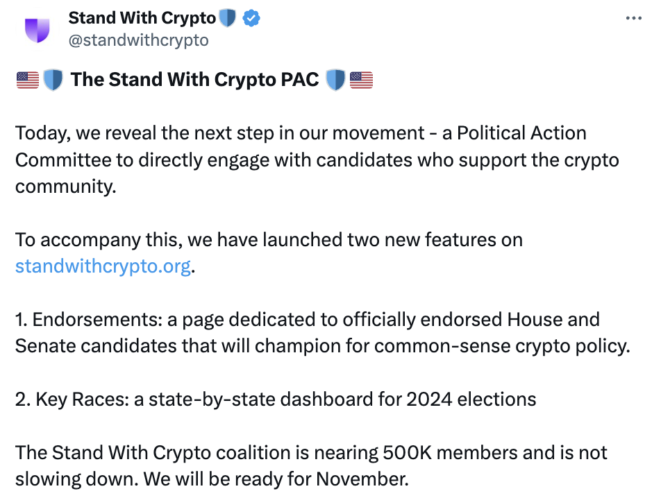 Coinbase’s Stand With Crypto launches political action committee