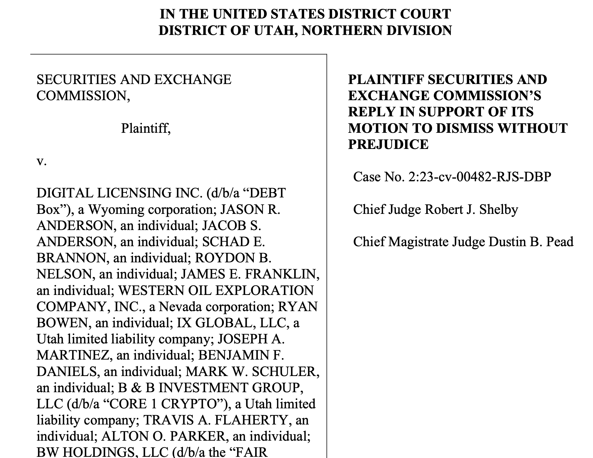 SEC tries again for Debt Box suit dismissal with option to refile