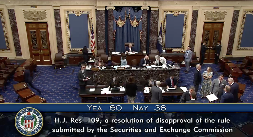 US Senate passes resolution overturning SEC crypto rule on banks
