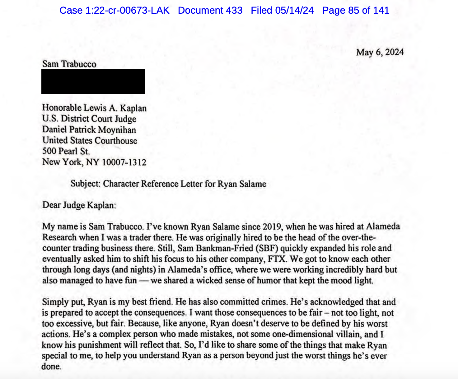 Ex-Alameda Research co-CEO calls for ‘fair’ sentencing of Ryan Salame