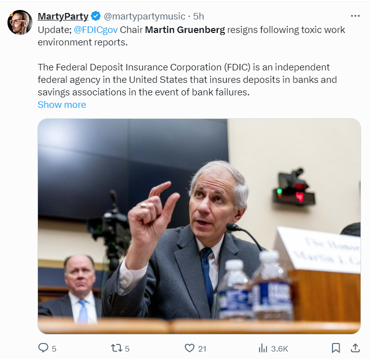 Anti-crypto FDIC chair Martin Gruenberg to step down — ‘best day ever’