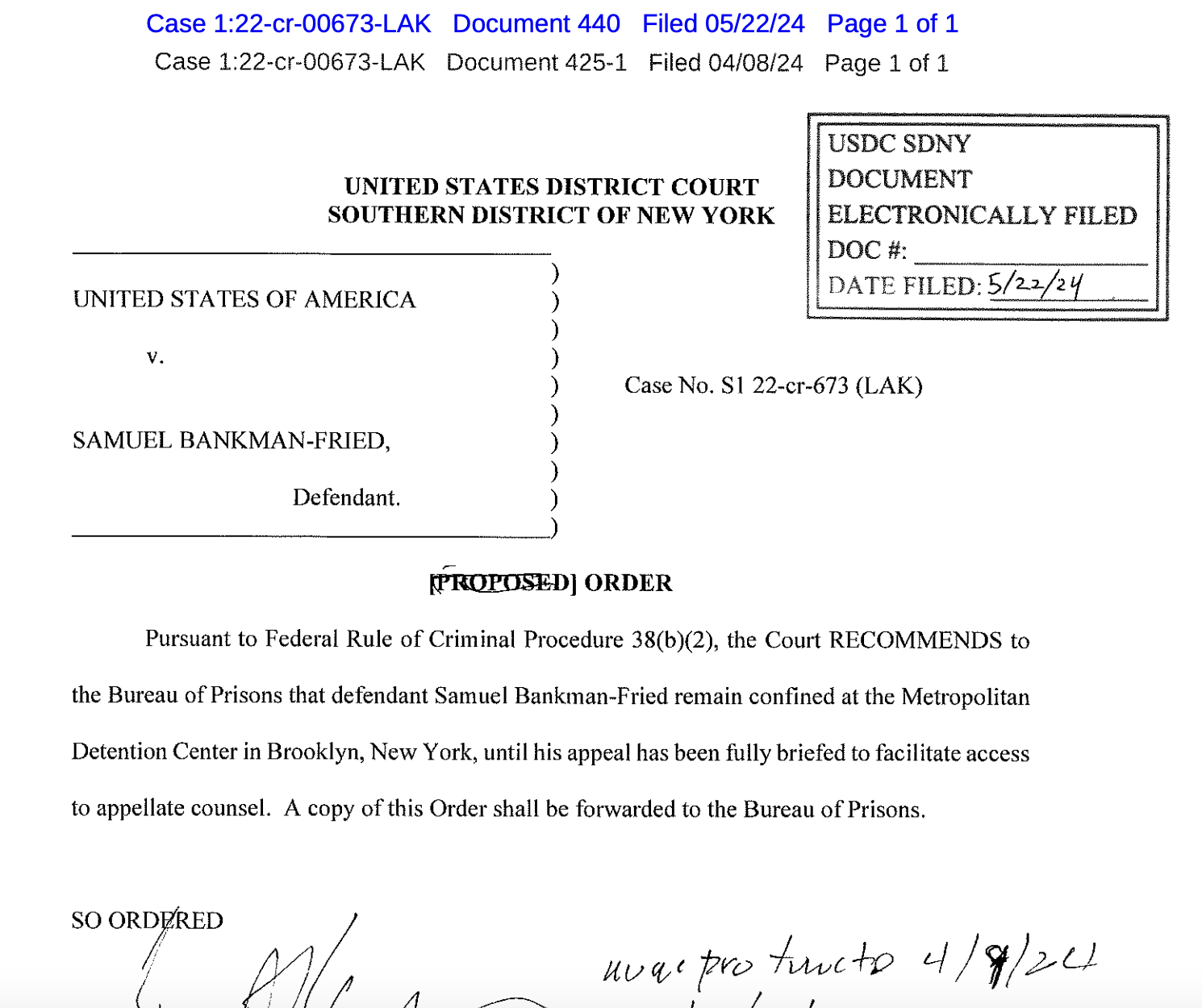 Ex-FTX CEO ends up in Oklahoma prison despite request from judge