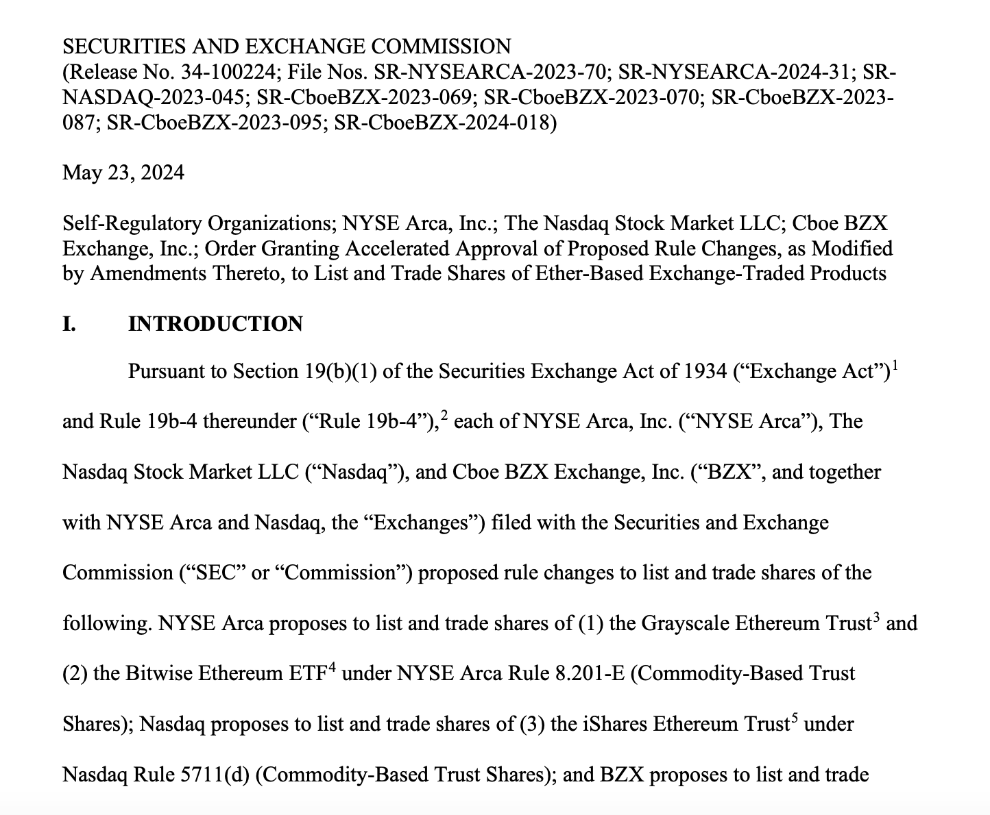 Spot Ether ETFs receive official approval from the SEC