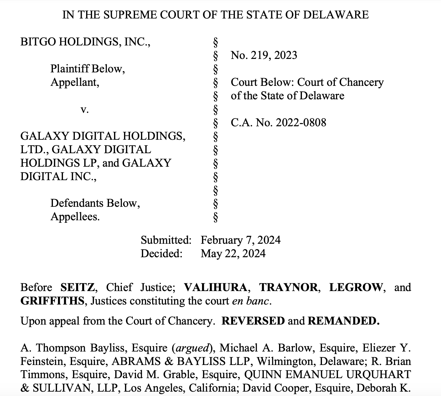 BitGo’s $100M suit against Galaxy can proceed — Delaware Supreme Court