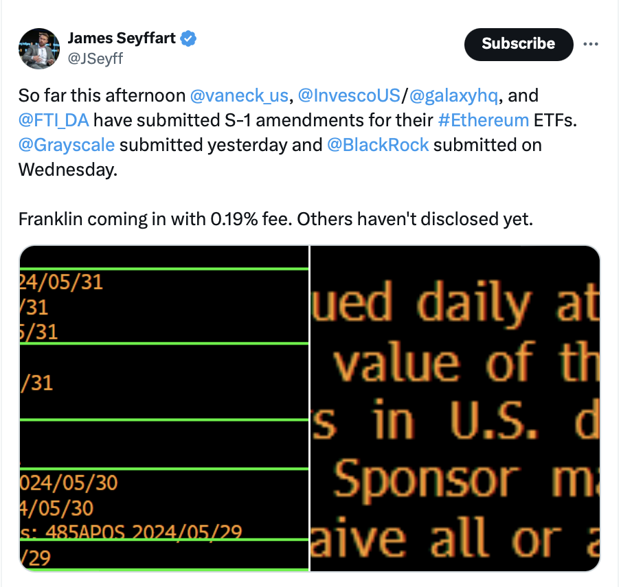 Spot Ethereum ETF 'fee war' begins as Franklin Templeton discloses fees