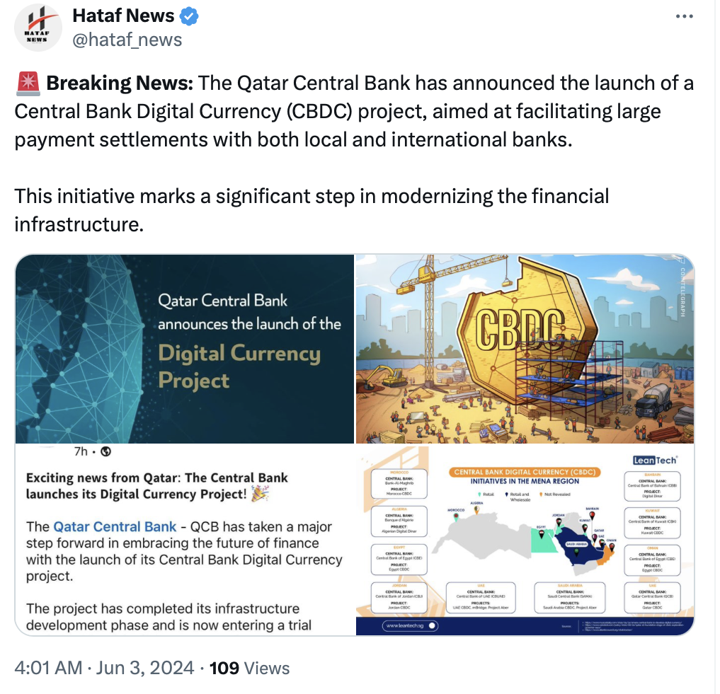 Qatar Central Bank launches first phase of CBDC project