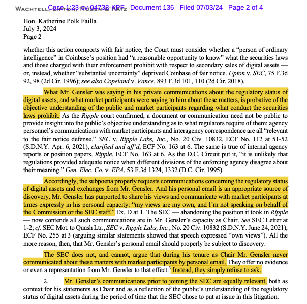 Coinbase continues to fight for access to Gensler’s private emails