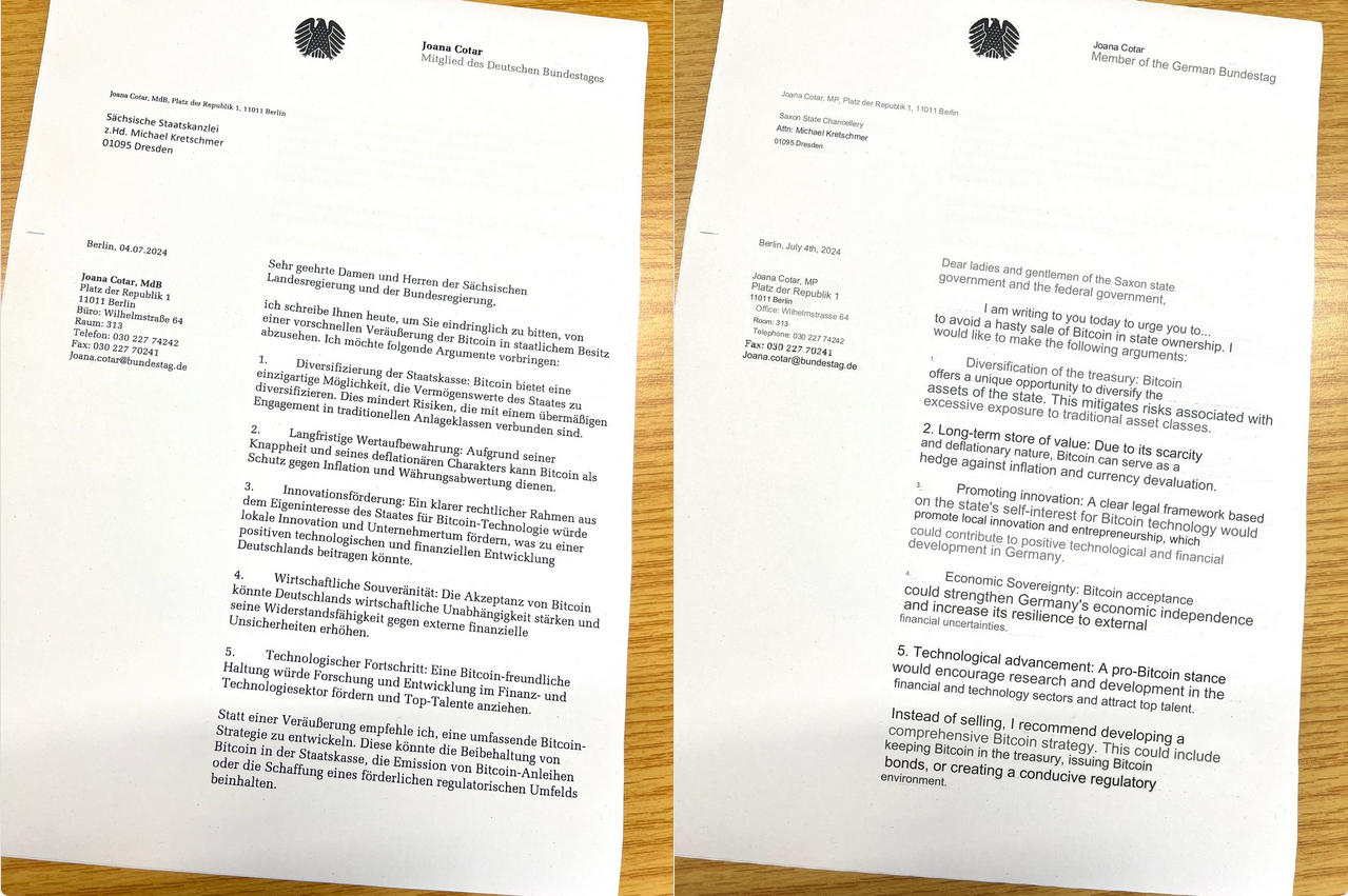 German MP urges government to stop ‘hasty’ Bitcoin sell-off