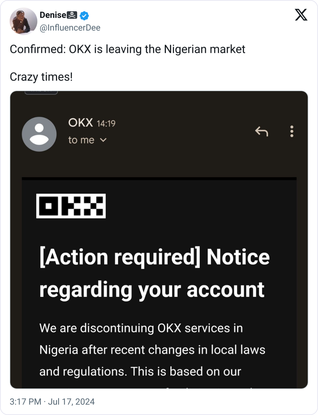 OKX's exit From Nigeria sparks criticism from crypto analysts
