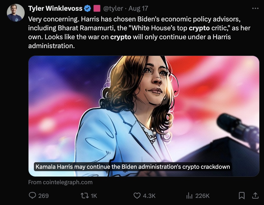 Kamala Harris is bungling her opportunity to win crypto voters