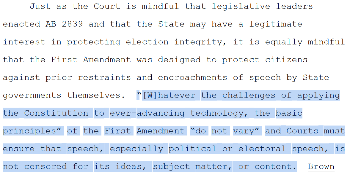 Judge finds new California election deepfake ban unconstitutional