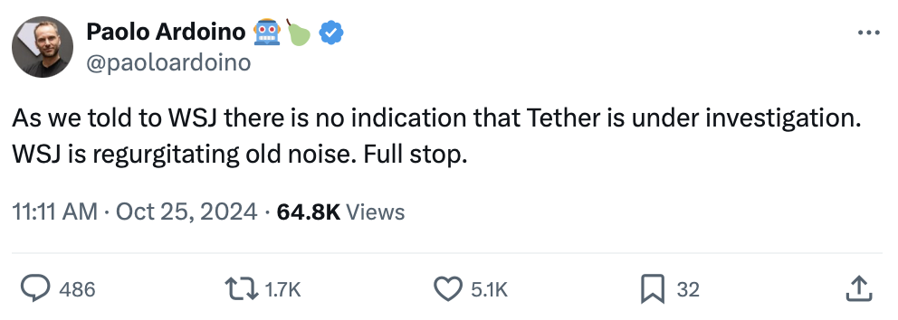 Unsubstantiated Tether investigation report shakes crypto market
