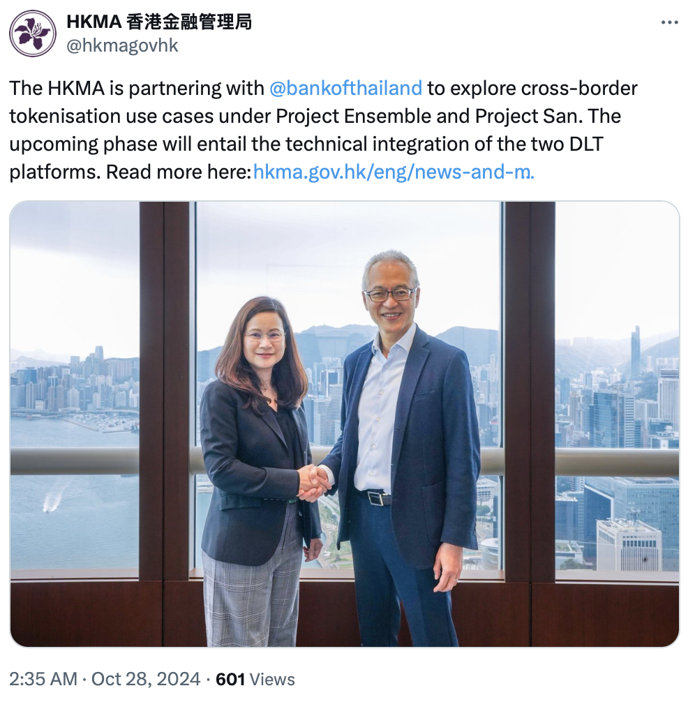 HKMA Project Ensemble partners with Brazil, Thailand for tokenization