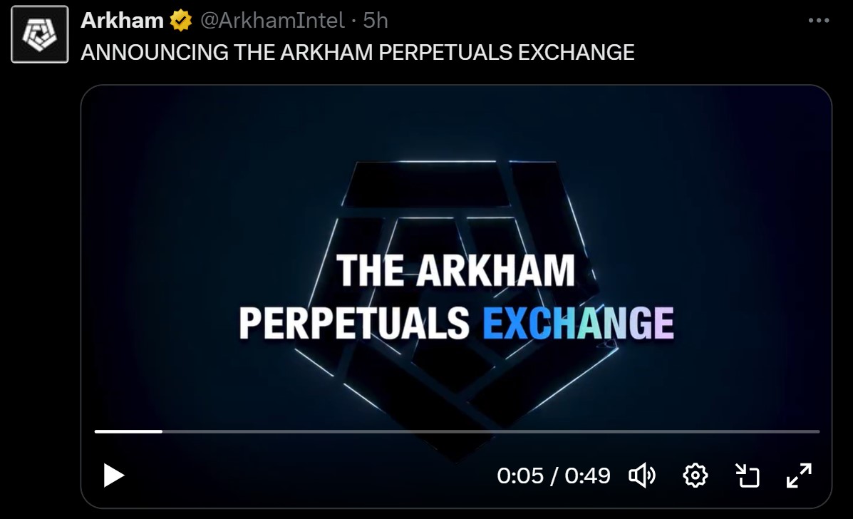 Arkham launches crypto perpetuals exchange