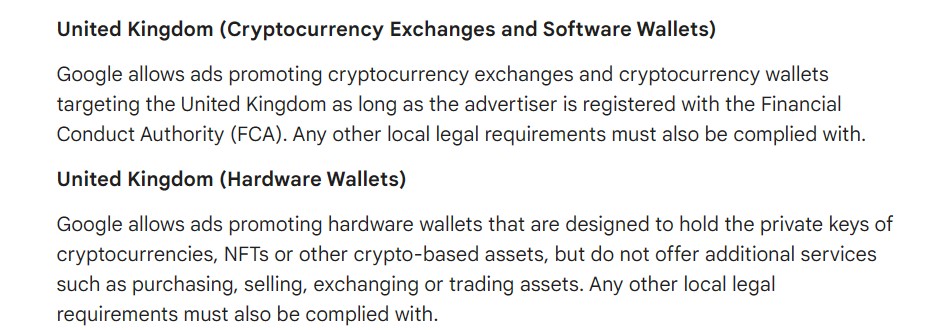 Google to require FCA registration for crypto ads targeting the UK