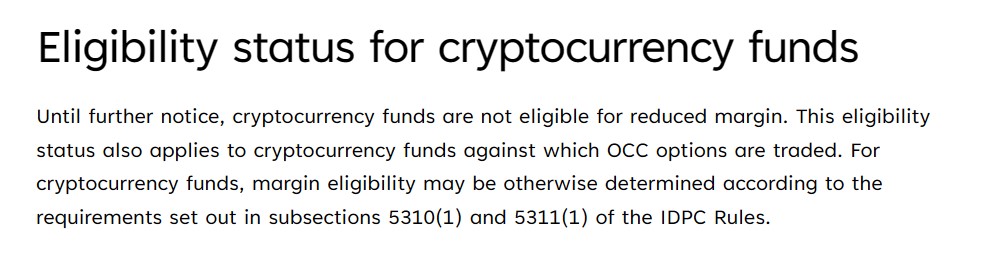 Canadian regulator excludes crypto funds from reduced margin eligibility