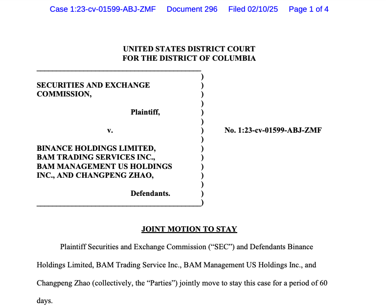 SEC and Binance seek 60-day pause in crypto case
