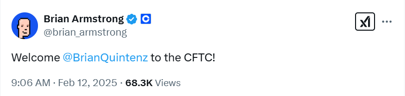 Trump’s CFTC pick Brian Quintenz gets crypto’s foot in the revolving door