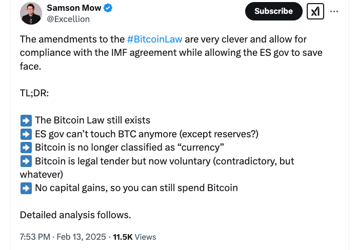 What’s the status of Bitcoin in El Salvador after its IMF deal?