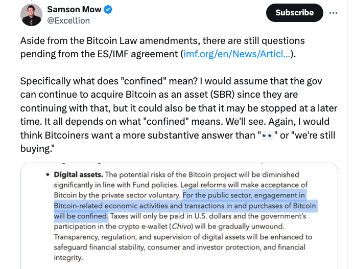 What’s the status of Bitcoin in El Salvador after its IMF deal?