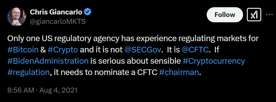 Coinbase asks Congress to grant CFTC spot market authority