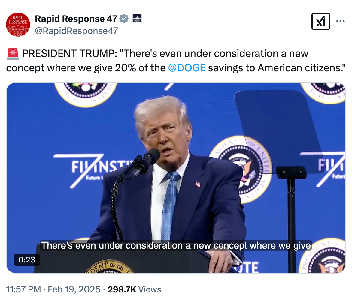 Trump floats 20% ‘dividend’ check, but DOGE savings still don’t add up