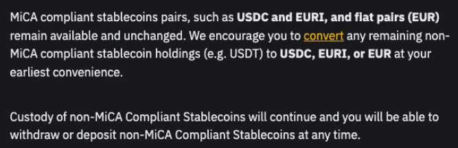Custody and transfers of non-MiCA-compliant stablecoins not restricted — ESMA