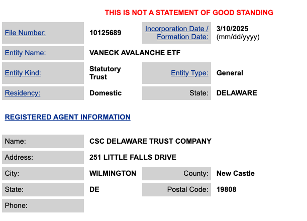 VanEck registers Avalanche ETF in US as AVAX drops 55% year-to-date