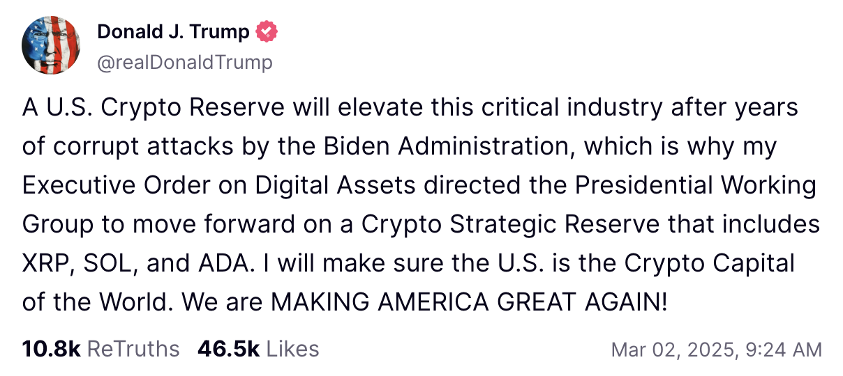 Trump tricked into pushing XRP for crypto reserve: Report